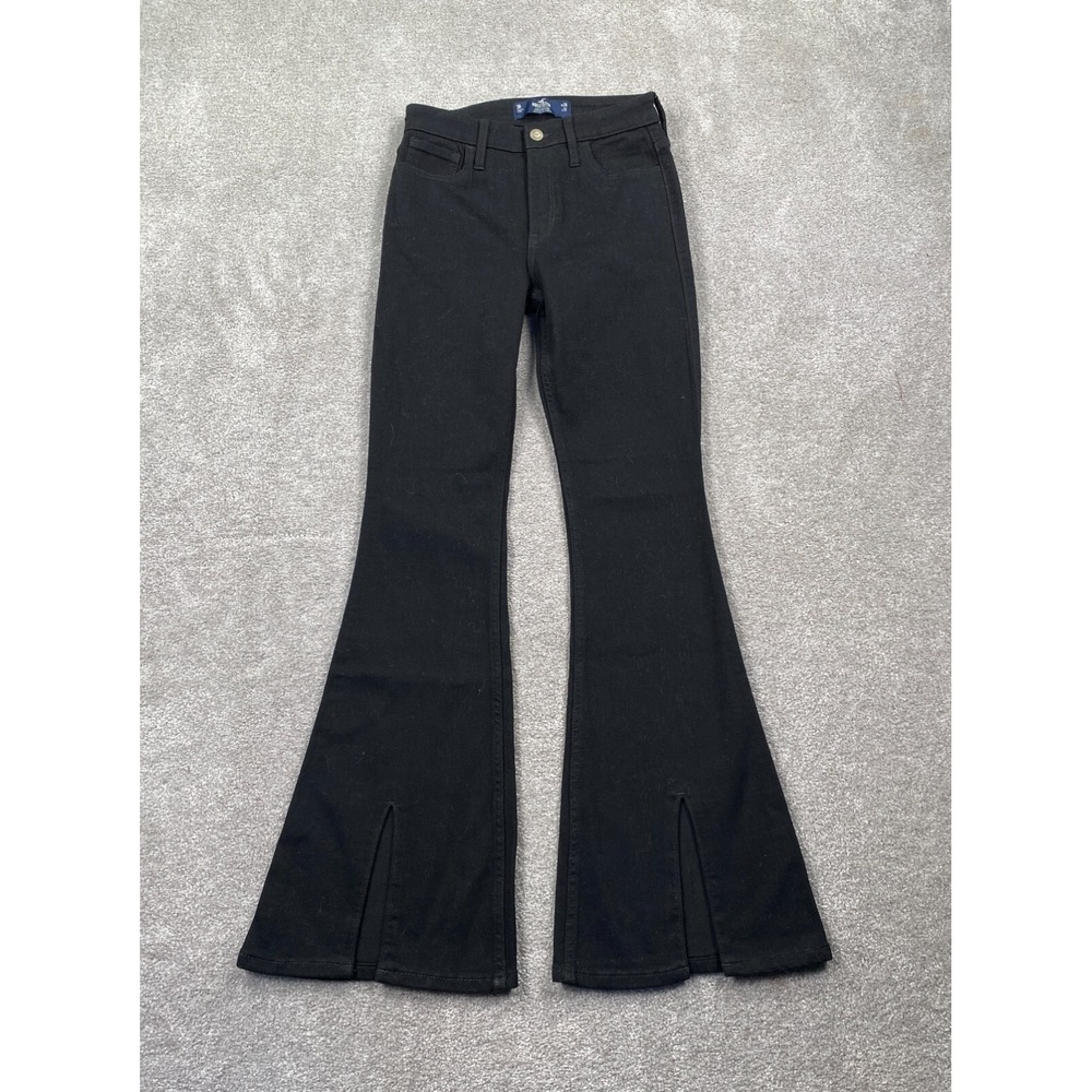 Hollister Black Flare Jeans with Front Hem Slits